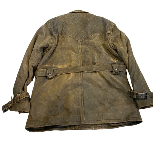 Leather Jacket Beige Brown Vintage Lined Large Belted Soft Motorcycle - Picture 5 of 9